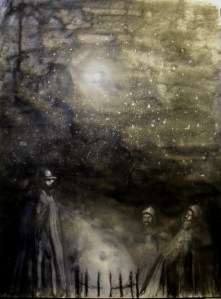 graphite/charcoal/ink/ acrylic/dry pigment