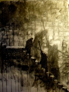 graphite/charcoal/ink/ acrylic