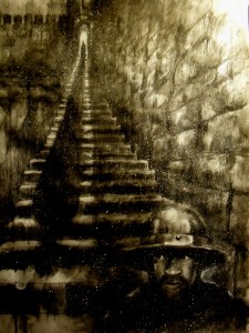 graphite/charcoal/ink/ acrylic