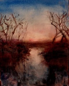 Handmade watercolor, graphite, charcoal