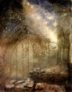 graphite, handmade watercolor, ink, charcoal, dry pigment